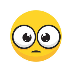 Fototapeta premium Surprised emoji face with wide eyes and open mouth
