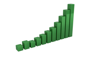 Green ascending bar graph