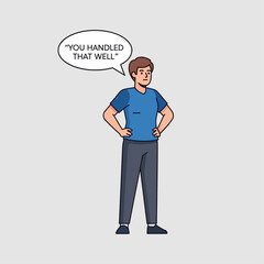 Confident man giving positive feedback in a supportive conversation