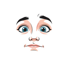 Cartoon face with wide eyes and surprised expression