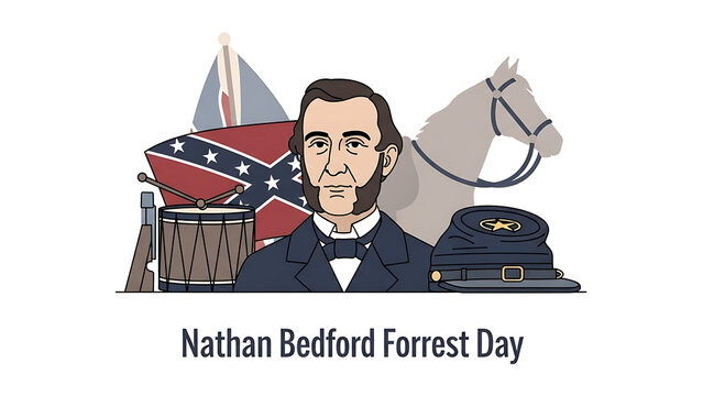 Historic figure Nathan Bedford Forrest commemorated with symbolic items