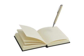 Open notebook and pen for writing