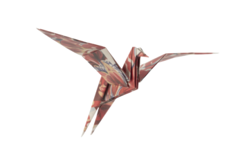 Origami crane with floral pattern