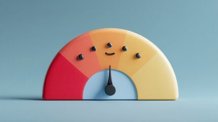 Happy smiley face on a colorful gauge meter