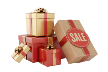 Pile of gift boxes, sale theme