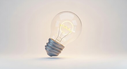 Creative light bulb idea icon floating on white background