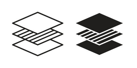 Land layers icons vector silhouette set. thin line icon pack.