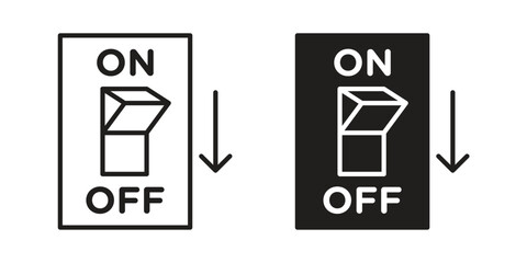 Light switch off icons vector silhouette set. thin line icon pack.