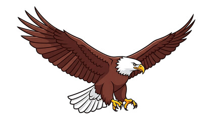 Fototapeta premium Majestic bald eagle spreading wings in flight with sharp talons extended wide