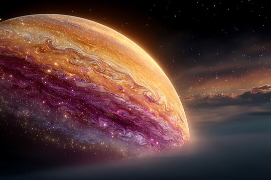 Planet rising above horizon high resolution picture