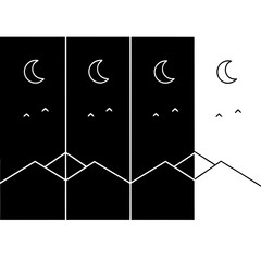 Four Panel Illustration of the Same Mountain Scene