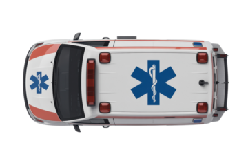 Ambulance top view, emergency vehicle