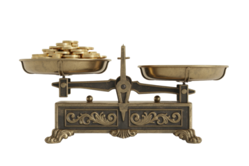 Antique Balance Scale with Coins