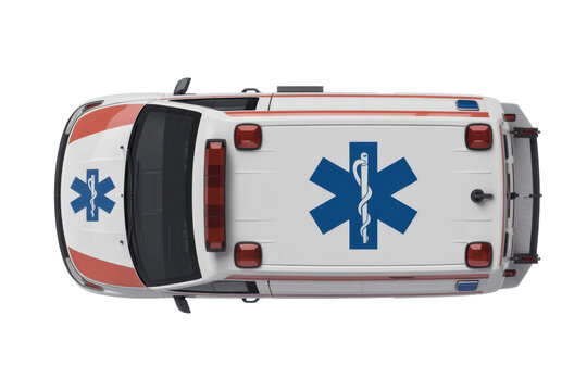Ambulance top view, emergency vehicle