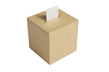 Ballot box with a white ballot