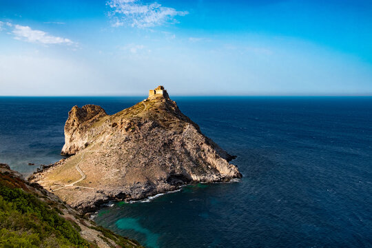 Historic Castle on Rugged Coastal Cliff in Marettimo Sicily Italy
