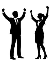 Celebrating Business Man and Woman (Success / Win)