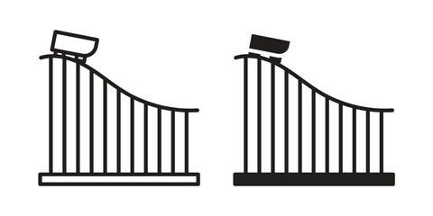 Roller coaster icons vector silhouette set. thin line icon pack. © Ranveer