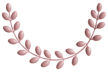 Elegant pink leaf wreath frame element