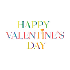 Vibrant Happy Valentine's Day greeting with rainbow colors and heart