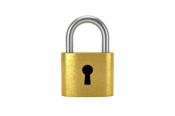 Fototapeta premium Golden padlock with shackle on transparent