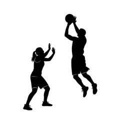 Two players in basketball game action Isolated On Transparent Background.