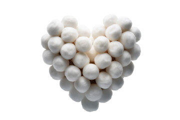 Heart made of white cotton balls