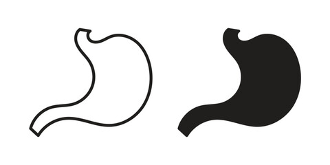 Stomach icons vector silhouette set. thin line icon pack.