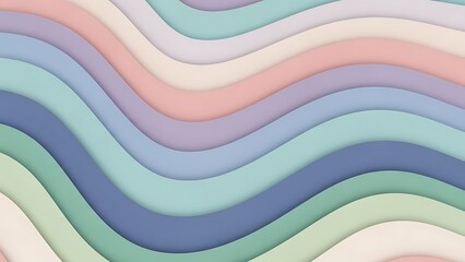 A serene, abstract background featuring elegant, flowing wavy lines in a harmonious palette of soft pastel colors.