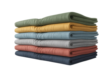 Neatly folded colorful blankets