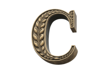 Ornate Letter C with Leaf and Vine Design