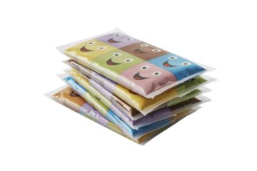 Stack of Colorful Smiley Face Pouches