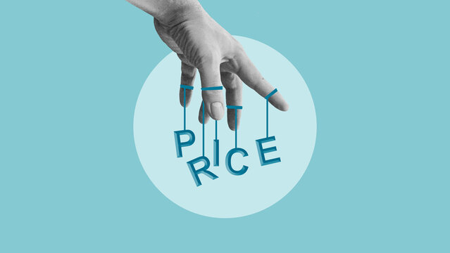Price Control and Inflation Concept - Corporate Manipulation of Living Costs. Market Control and Over Prices Concept