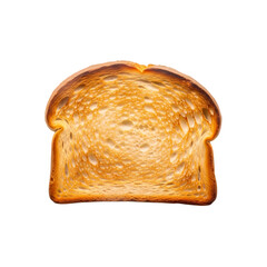 Toast slice with golden brown crust and soft interior in bright studio lighting on white background for breakfast advertising.