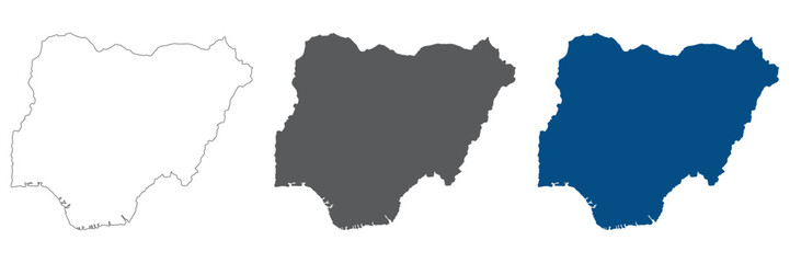 Nigeria map set. Map of Nigeria plain set.