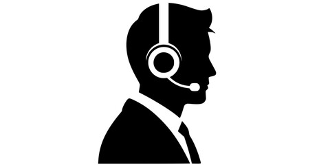 IT Support Agent Headset Vector Silhouette Icon
