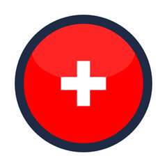 Fototapeta premium Glossy Round Switzerland Flag Icon Button Badge Isolated On Transparent Background PNG