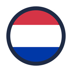 Obraz premium Glossy Round Netherlands Flag Icon Button Badge Isolated On Transparent Background PNG
