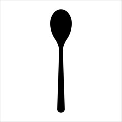 Teaspoon silhouette. Kitchen spoon icon. Vector illustration isolated on white background. Cutlery utensil 

