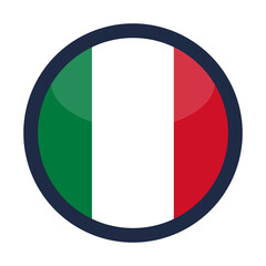 Glossy Round Italy Flag Icon Button Badge Isolated On Transparent Background PNG