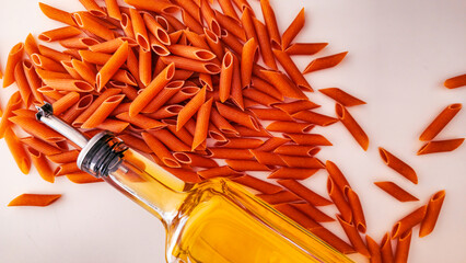 Red lentil penne and olive oil