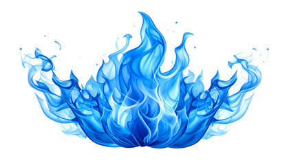 Blue flame isolated on transparent background, intense gas fire with bright blue glow, symbol of clean combustion, heat, energy, science, industrial and safety concepts.