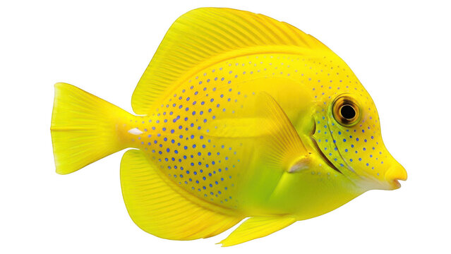 Bright yellow tang fish isolated on transparent background