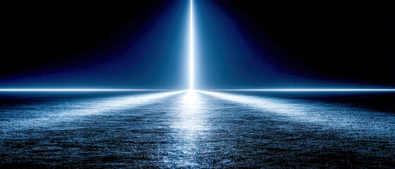 Backlit ferrofluid ridge silhouette along narrow glass strip, ultra-wide negative space