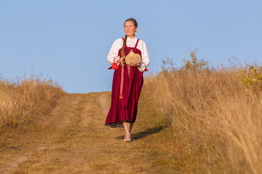 woman in Russian national dress.