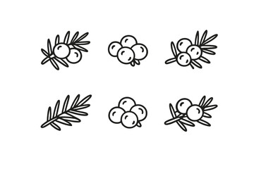 Obraz premium Minimalist Icons of Juniper Berries on Branches