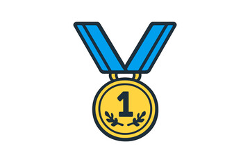 Gold medal with blue ribbon