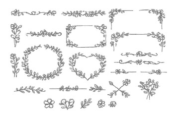 Fototapeta premium Elegant Floral Embellishments on Gray Background