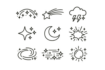 Set of celestial and weather icons © Andrei