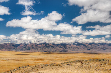 Fototapeta premium Russia. Altai Mountains. Kurai steppe with mountains in the background.